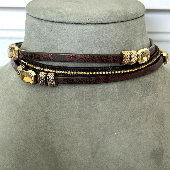 Faux Leather Magnetic Choker Necklace - Picture 1 of 6